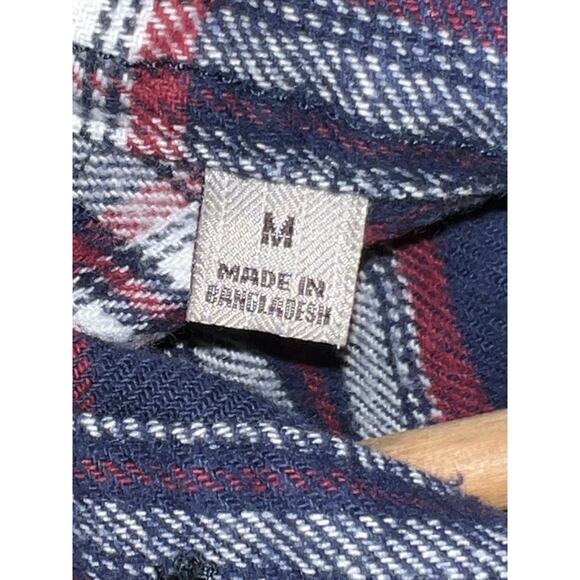 Jachs Casual Long Sleeve Button Down Flannel Mens Size Medium Navy Blue - Picture 10 of 10